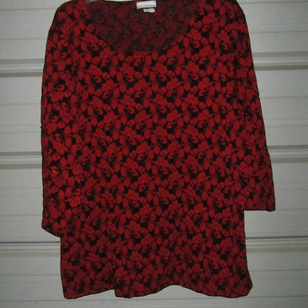 Plus Size Fashion Bug 22/24 Womens Red black blouse top shirt dressy work
